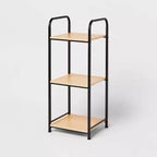 Short Bath Wood Storage Tower Black Metal - Brightroom™: Powder-Coated MDF, Fixed Shelves, Rust-Resistant