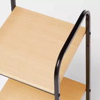 Étagère de rangement étroite pour salle de bain en métal noir et MDF - Finition poudrée, étagères fixes, résistante à la rouille