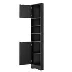 Meuble d'angle vertical multifonctionnel, Armoire de rangement haute de salle de bain avec deux portes et étagères réglables