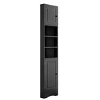 Meuble d'angle vertical multifonctionnel, Armoire de rangement haute de salle de bain avec deux portes et étagères réglables