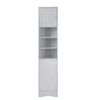 Meuble d'angle vertical multifonctionnel, Armoire de rangement haute de salle de bain avec deux portes et étagères réglables