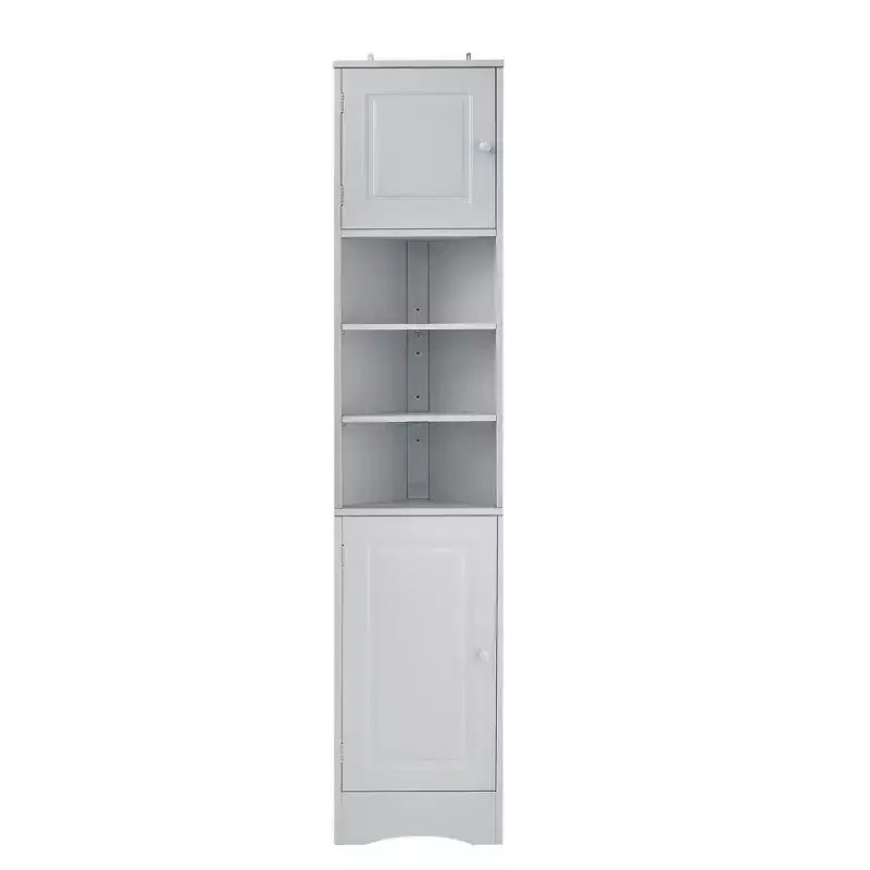 Meuble d'angle vertical multifonctionnel, Armoire de rangement haute de salle de bain avec deux portes et étagères réglables