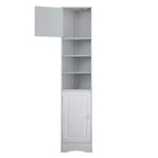 Meuble d'angle vertical multifonctionnel, Armoire de rangement haute de salle de bain avec deux portes et étagères réglables