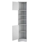 Meuble d'angle vertical multifonctionnel, Armoire de rangement haute de salle de bain avec deux portes et étagères réglables