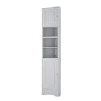 Meuble d'angle vertical multifonctionnel, Armoire de rangement haute de salle de bain avec deux portes et étagères réglables