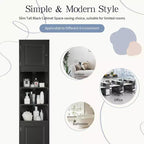 Meuble d'angle vertical multifonctionnel, Armoire de rangement haute de salle de bain avec deux portes et étagères réglables