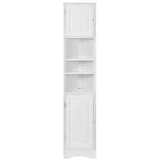 Meuble d'angle vertical multifonctionnel, Armoire de rangement haute de salle de bain avec deux portes et étagères réglables