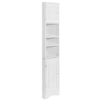 Meuble d'angle vertical multifonctionnel, Armoire de rangement haute de salle de bain avec deux portes et étagères réglables