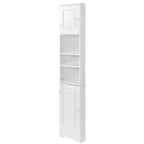 Meuble d'angle vertical multifonctionnel, Armoire de rangement haute de salle de bain avec deux portes et étagères réglables