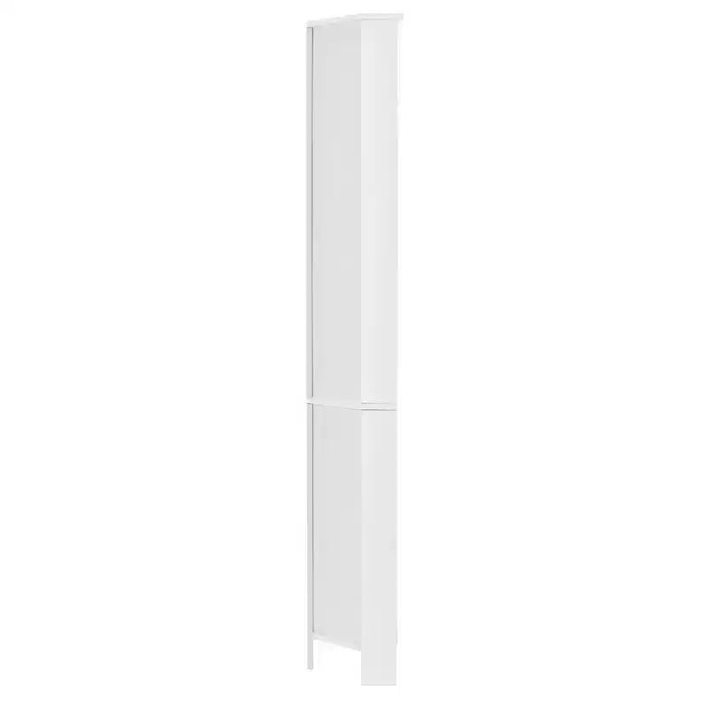Meuble d'angle vertical multifonctionnel, Armoire de rangement haute de salle de bain avec deux portes et étagères réglables