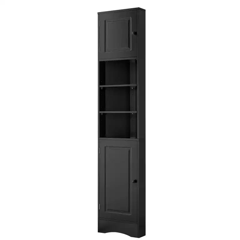Meuble d'angle vertical multifonctionnel, Armoire de rangement haute de salle de bain avec deux portes et étagères réglables
