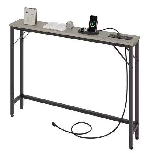 39.3 Table d'entrée avec prises de courant, ports USB, station, table derrière canapé, grise