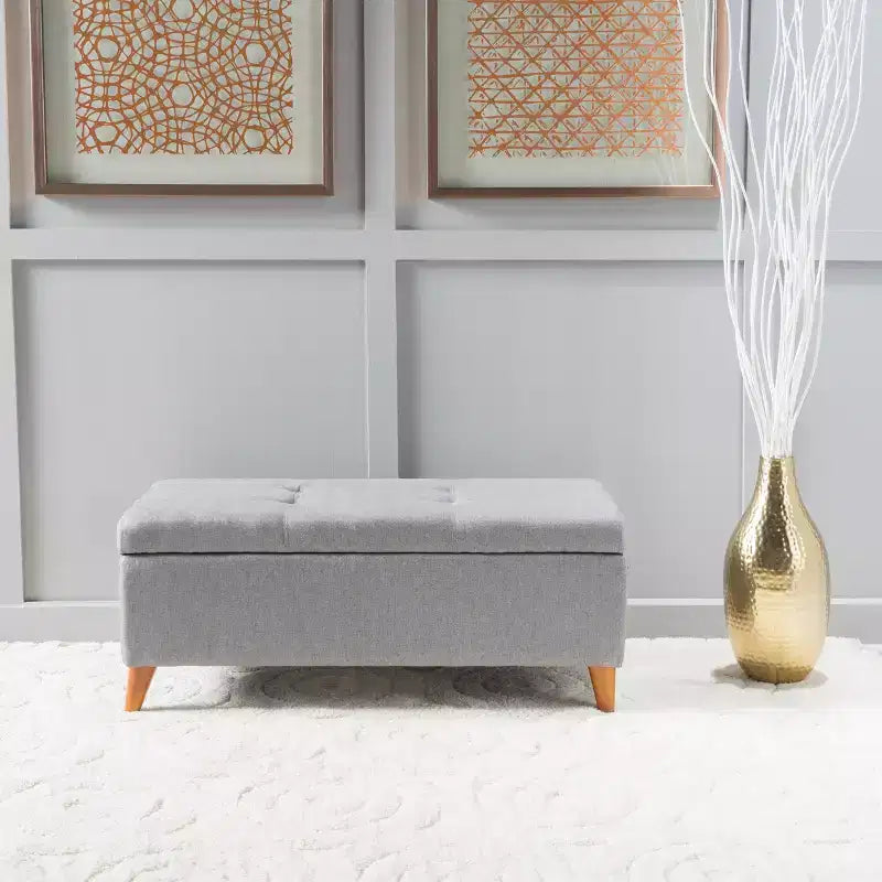 GDFStudio Valeno Mid Century Modern Fabric Tufted Storage Ottoman Bench