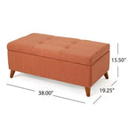 Banc de rangement capitonné en tissu, style Mid-Century Modern