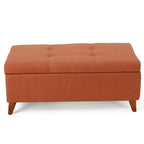 Banc de rangement capitonné en tissu, style Mid-Century Modern