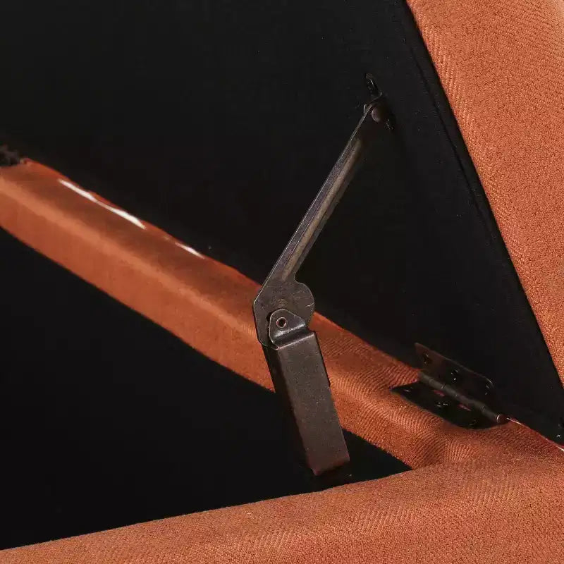 Banc de rangement capitonné en tissu, style Mid-Century Modern
