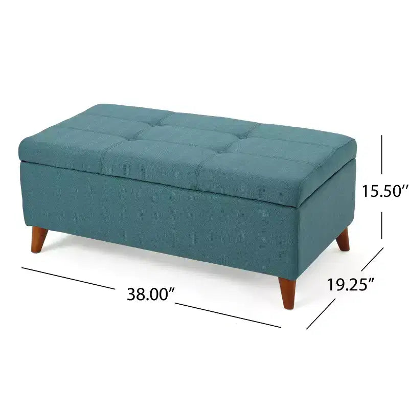 Banc de rangement capitonné en tissu, style Mid-Century Modern