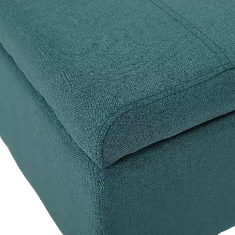 Banc de rangement capitonné en tissu, style Mid-Century Modern