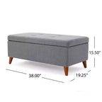 Banc de rangement capitonné en tissu, style Mid-Century Modern