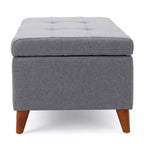Banc de rangement capitonné en tissu, style Mid-Century Modern