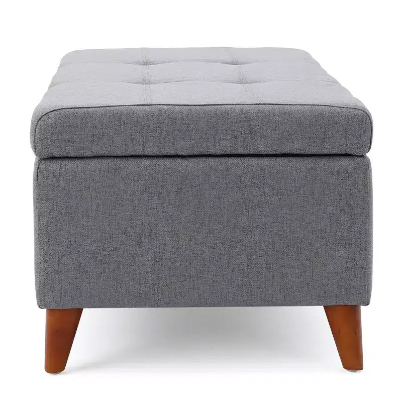 Banc de rangement capitonné en tissu, style Mid-Century Modern