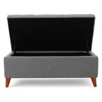 Banc de rangement capitonné en tissu, style Mid-Century Modern