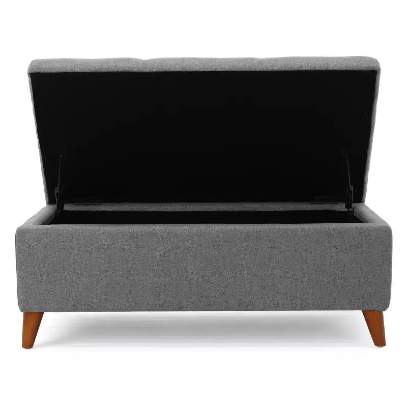 Banc de rangement capitonné en tissu, style Mid-Century Modern