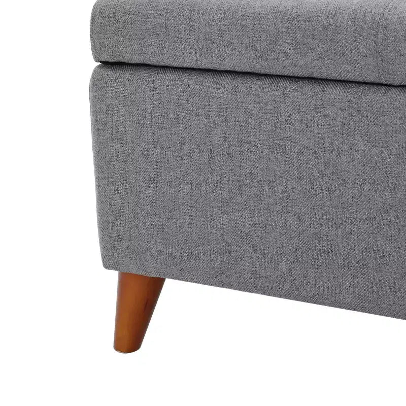 Banc de rangement capitonné en tissu, style Mid-Century Modern