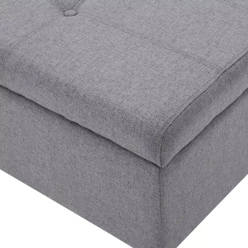 Banc de rangement capitonné en tissu, style Mid-Century Modern