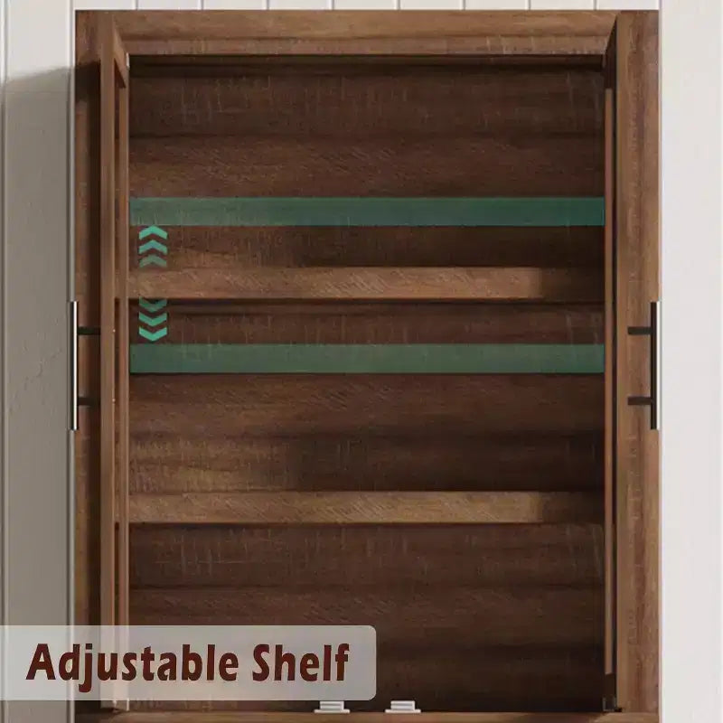 Meuble de garde-manger de cuisine tout en bois avec 4 portes magnétiques, armoire de rangement alimentaire autonome de style ferme, étagères réglables, grande capacité
