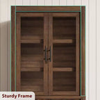 Meuble de garde-manger de cuisine tout en bois avec 4 portes magnétiques, armoire de rangement alimentaire autonome de style ferme, étagères réglables, grande capacité