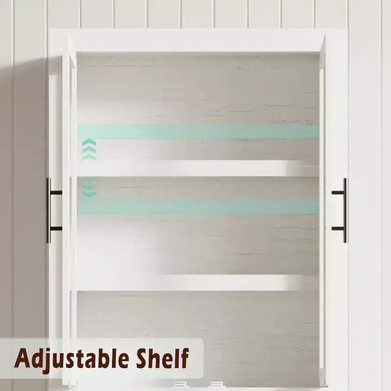 Meuble de garde-manger de cuisine tout en bois avec 4 portes magnétiques, armoire de rangement alimentaire autonome de style ferme, étagères réglables, grande capacité