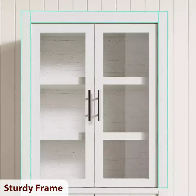 Meuble de garde-manger de cuisine tout en bois avec 4 portes magnétiques, armoire de rangement alimentaire autonome de style ferme, étagères réglables, grande capacité