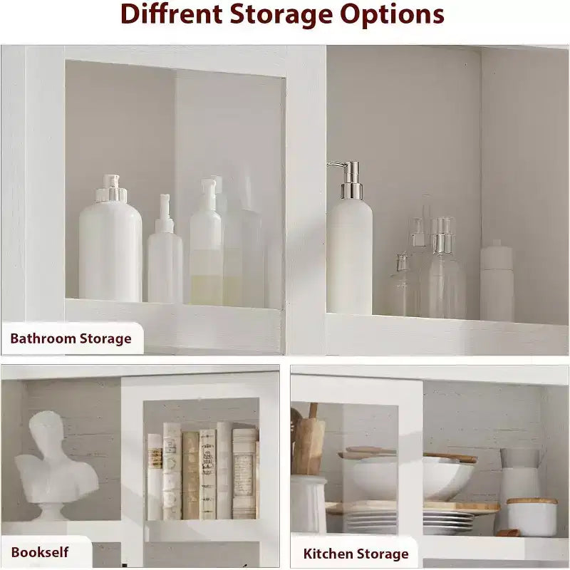 Meuble de garde-manger de cuisine tout en bois avec 4 portes magnétiques, armoire de rangement alimentaire autonome de style ferme, étagères réglables, grande capacité