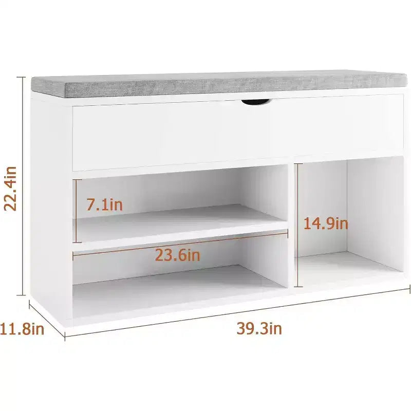 Banc à chaussures avec coussin, banc d'entrée avec étagère réglable, banc à chaussures de rangement dissimulé, étagère à chaussures en bois, pour entrée, couloir