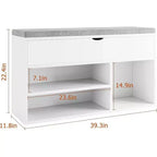 Banc à chaussures avec coussin, banc d'entrée avec étagère réglable, banc à chaussures de rangement dissimulé, étagère à chaussures en bois, pour entrée, couloir