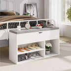 Banc à chaussures avec coussin, banc d'entrée avec étagère réglable, banc à chaussures de rangement dissimulé, étagère à chaussures en bois, pour entrée, couloir