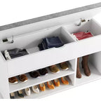 Banc à chaussures avec coussin, banc d'entrée avec étagère réglable, banc à chaussures de rangement dissimulé, étagère à chaussures en bois, pour entrée, couloir