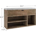 Banc à chaussures avec coussin, banc d'entrée avec étagère réglable, banc à chaussures de rangement dissimulé, étagère à chaussures en bois, pour entrée, couloir