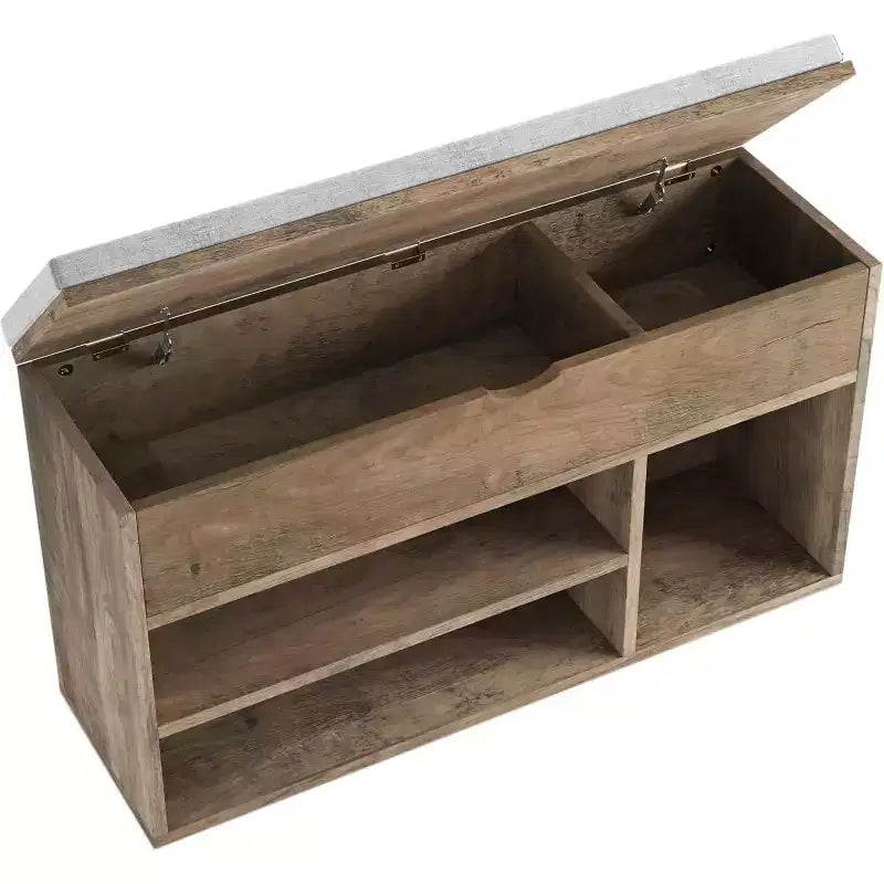Banc à chaussures avec coussin, banc d'entrée avec étagère réglable, banc à chaussures de rangement dissimulé, étagère à chaussures en bois, pour entrée, couloir