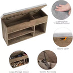 Banc à chaussures avec coussin, banc d'entrée avec étagère réglable, banc à chaussures de rangement dissimulé, étagère à chaussures en bois, pour entrée, couloir