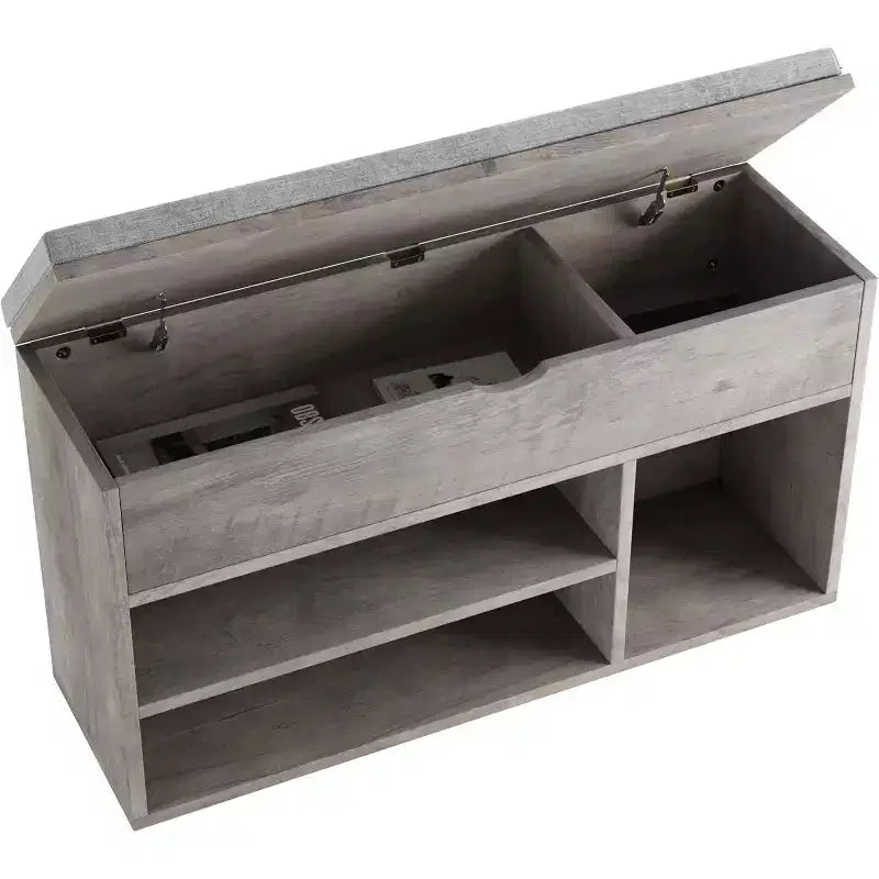 Banc à chaussures avec coussin, banc d'entrée avec étagère réglable, banc à chaussures de rangement dissimulé, étagère à chaussures en bois, pour entrée, couloir