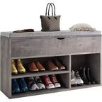 Banc à chaussures avec coussin, banc d'entrée avec étagère réglable, banc à chaussures de rangement dissimulé, étagère à chaussures en bois, pour entrée, couloir