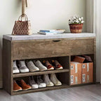 Shoe Bench with Cushion,Adjustable Shelf Entryway Bench,Hidden Storage Shoe Bench Wooden Shoe Rack,for Entryway, Hallway