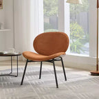 Fauteuil d'appoint individuel Mid-Century Modern Shell Chair avec piètement tripode et cuir, finition noyer, dossier confortable