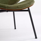 Fauteuil d'appoint individuel Mid-Century Modern Shell Chair avec piètement tripode et cuir, finition noyer, dossier confortable
