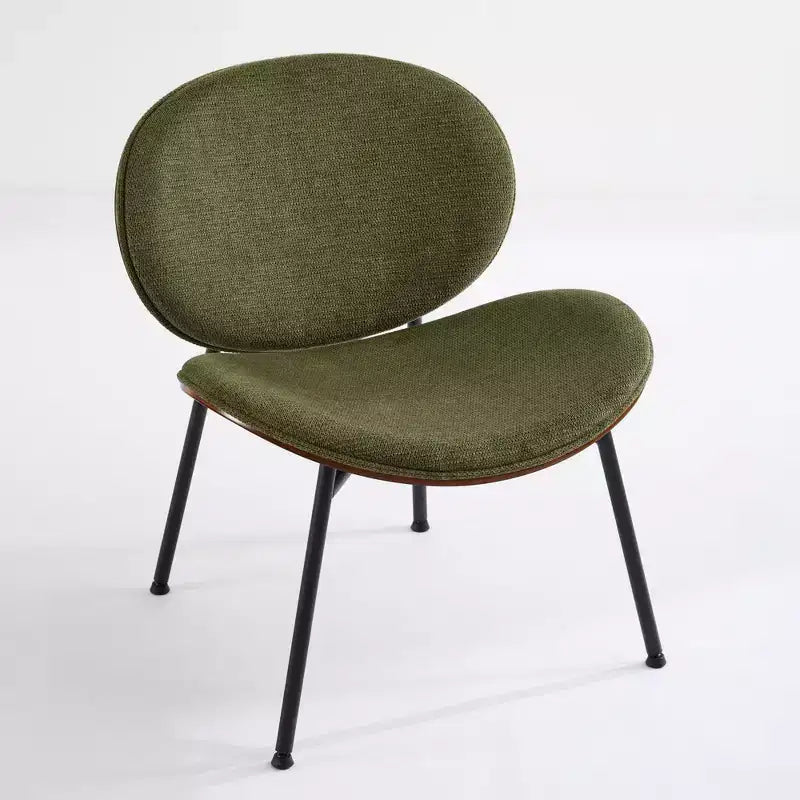 CLIHOME Mid-Century Modern Shell Chair Single Side Chair Tripod Leather Lounge Chair in Walnut Finish Comfortable Backrest