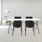 Table Pliante de 6' en Plastique Portable pour Intérieur/Extérieur, Pique-Nique, Fêtes, Camping, Dîner – Blanche/Noire