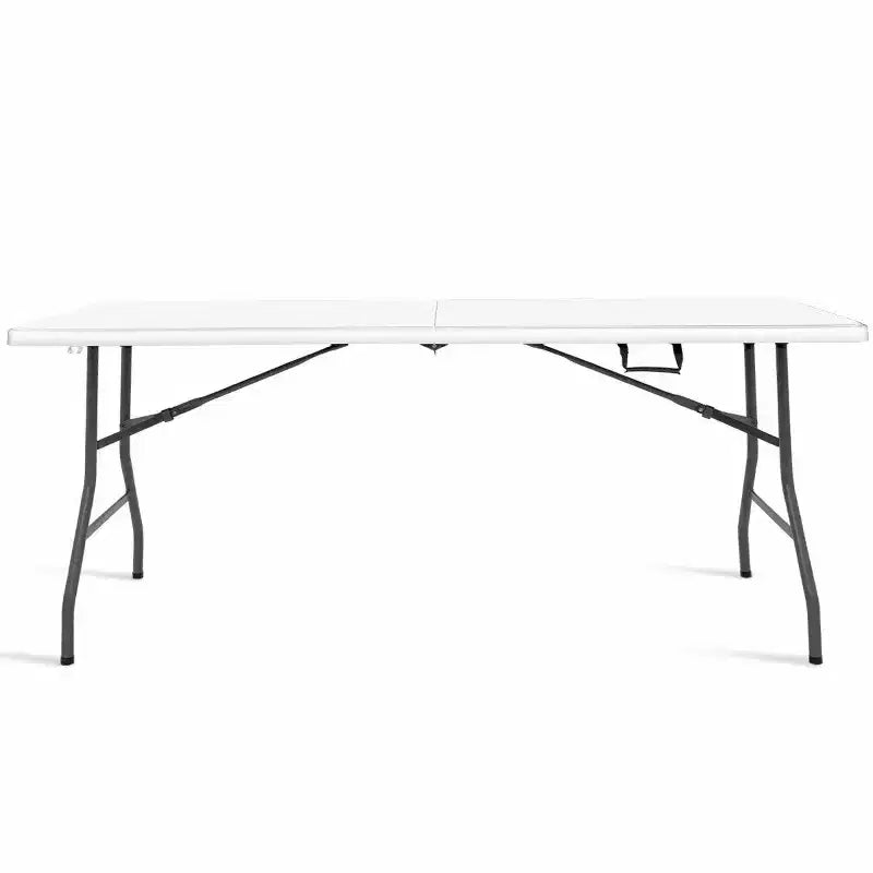 Table Pliante de 6' en Plastique Portable pour Intérieur/Extérieur, Pique-Nique, Fêtes, Camping, Dîner – Blanche/Noire