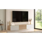 Meuble TV Console de divertissement avec étagères de rangement et portes